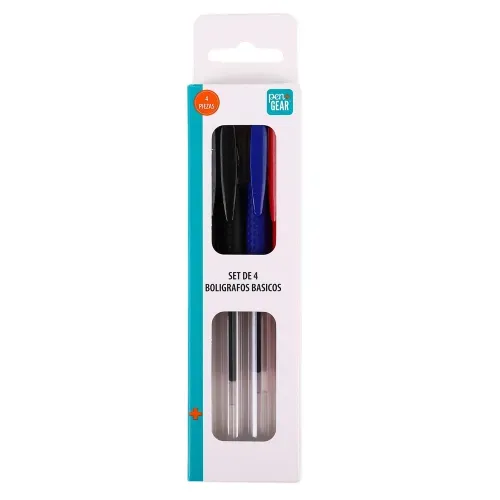 Set bolígrafos Pen + Gear de gel negro, azul y rojo - 4 Pzas