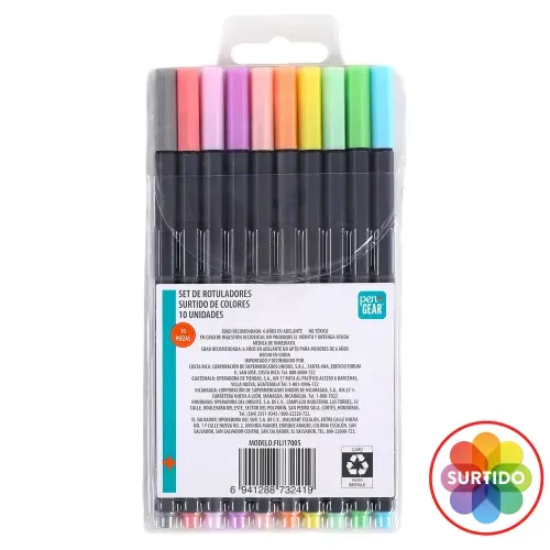 Rotuladores Pen + Gear de colores surtidos - 10 Uds