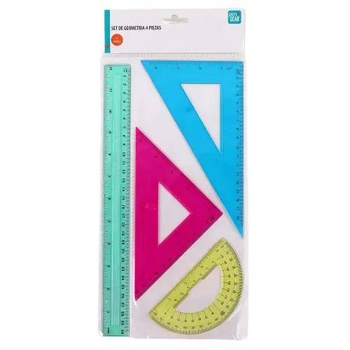 Juego de geometría Pen + Gear de colores - 4 Pzas