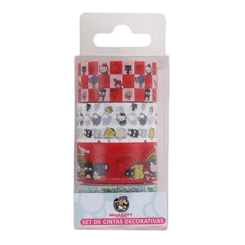 Cinta decorativa Hello Kitty washi - 4 Pzas