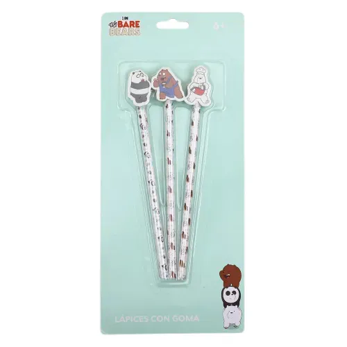 Bare Bears 3 Lapices De Grafito Con Dise
