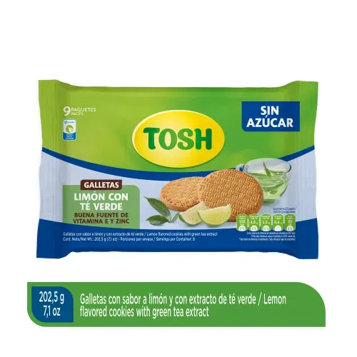 Galleta Pozuelo Tosh Limón Con Te Verde - 202.5 g