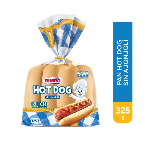 Pan Bimbo Hot Dog Sin Ajonjolí 8 piezas - 325 g