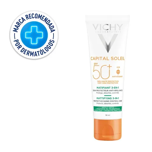VICHY CAPITAL SOLEIL MATIFICANTE 3 EN 1 SPF50+ ANTIMANCHAS 50ML