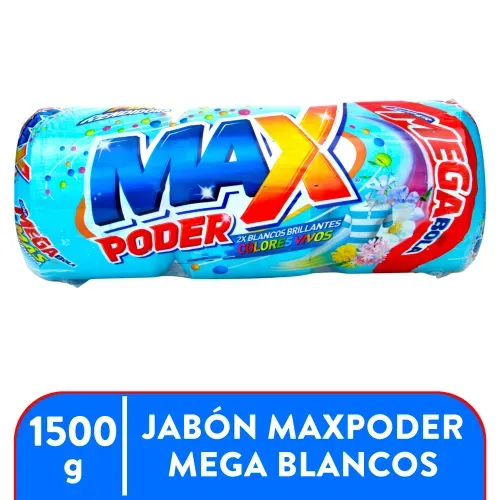 Jabon Maxpodermega Blancos Azul 1500gr