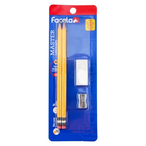 Lápices de grafito Facela con borrador y sacapuntas metálico - 4 Pzas