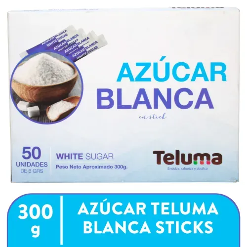 Azúcar Teluma Blanca Sticks 50 Uds - 300g