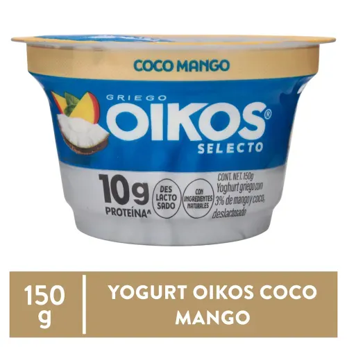 Yogurt Oikos sabor coco mango delicioso y cremoso - 150 g
